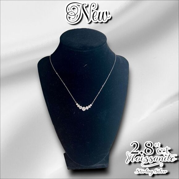 New 2.8ct Moissanite Sterling Silver Necklace with GRA and Certificate - Picture 5 of 7